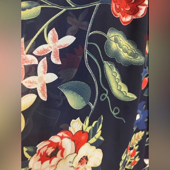 Betsey Johnson boho bell sleeved floral dress size 8 in navy - Picture 2 of 5